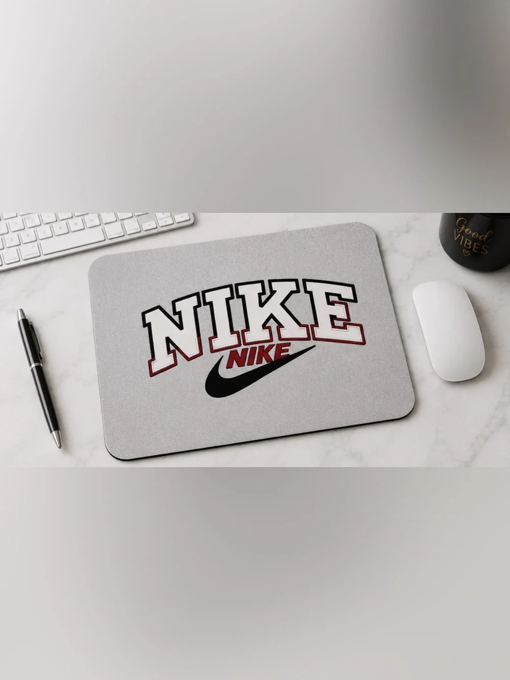 Nike White Phone Case with Black Swoosh and Red Outline Logo